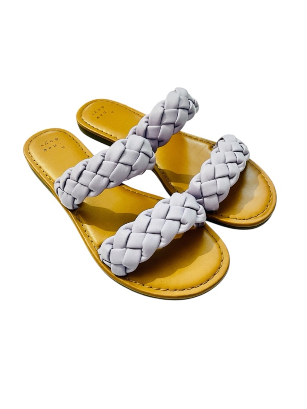 Light Lavender Braided Double Strap Slide Sandals Women’s Slip-On Size 7